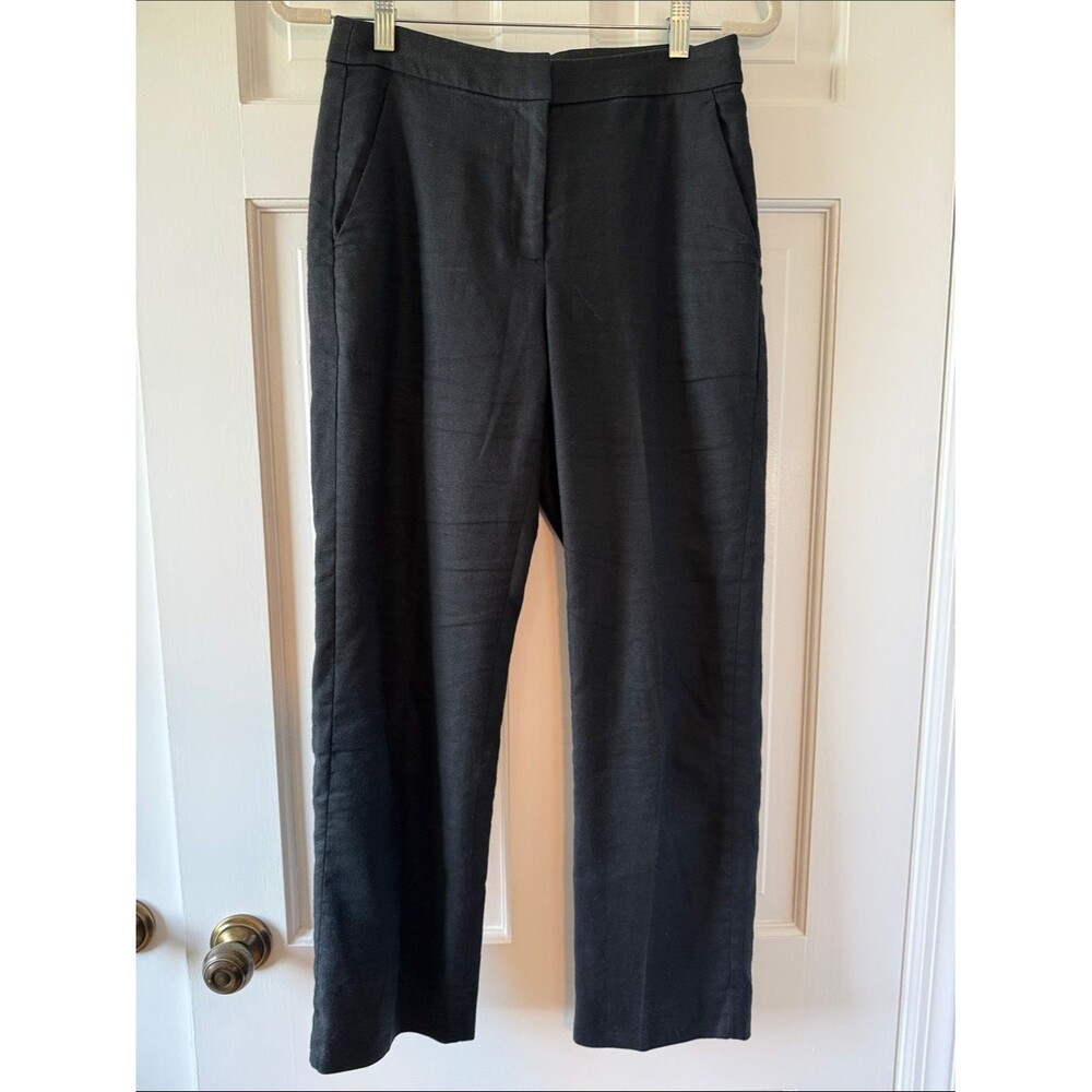 J. Crew Black Kate Linen Blend Women’s Straight Pants Size 2